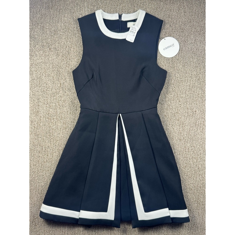Cameo Graceless Dress Fit & Flare Sleeveless Pleated Womens S Black White